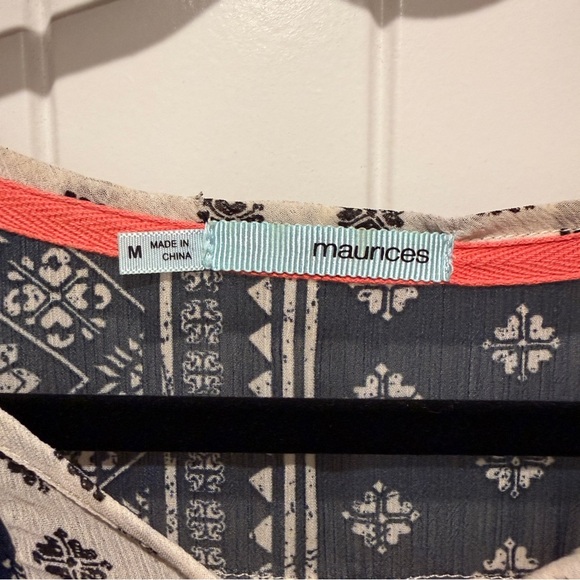 Maurices Navy and Cream Patterned Blouse - Picture 3 of 7